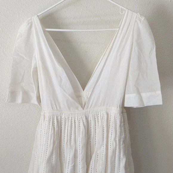 Kalita Ushi Maxi Dress Silk Lattice Plunge necklace flowy White size xs - Picture 13 of 14